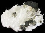 Gleaming, Cubic Pyrite With Quartz Crystals - Peru #54984-2